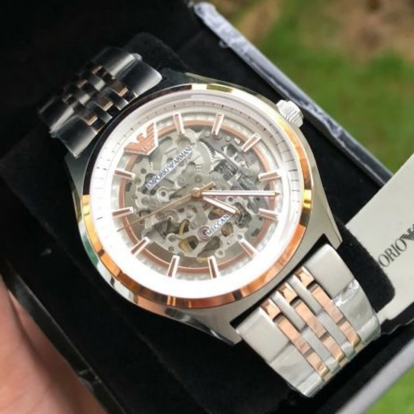 New Emporio Armani Men's Meccanico Skeleton Dial Automatic Luxury Watch AR60002 - Picture 15 of 16